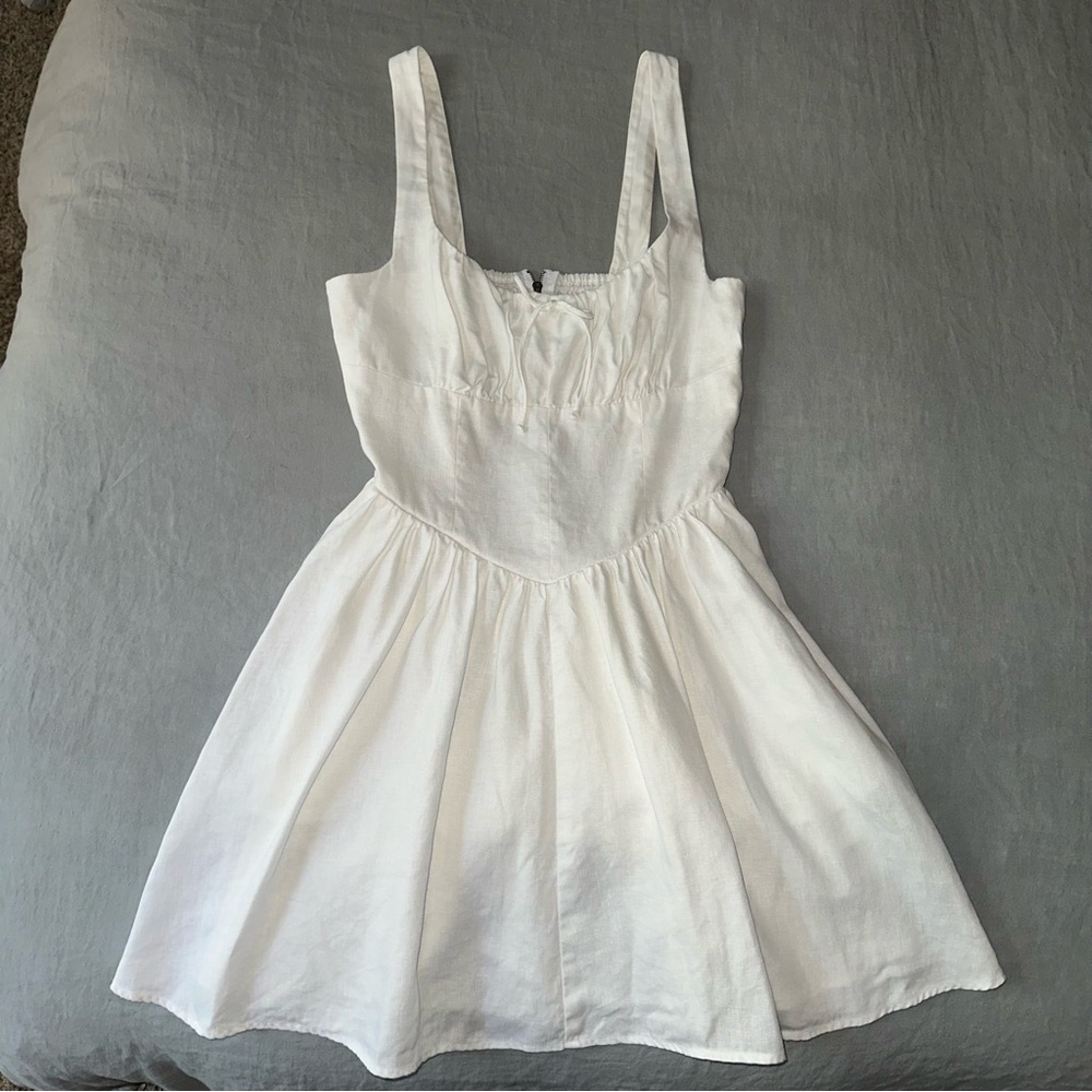Reformation Daria White Linen Sundress